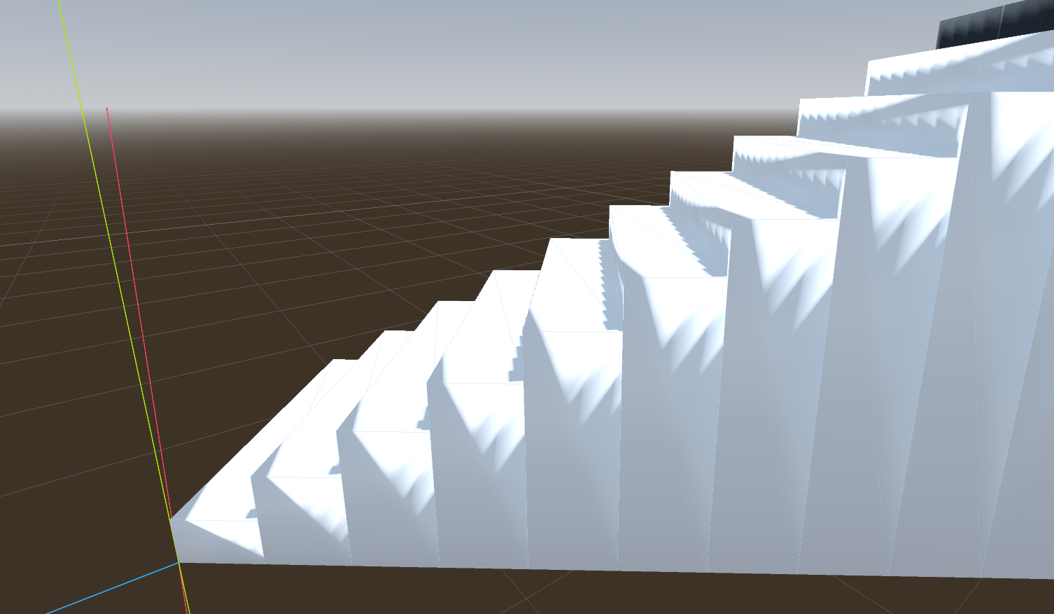Example of image lighting artifacting on stairs due to low polygon count