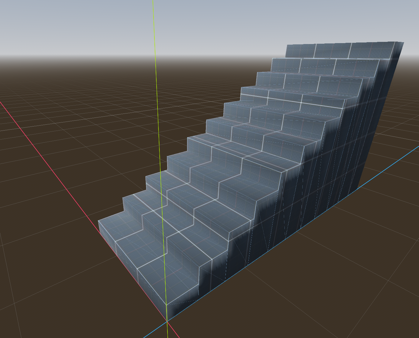 Example staircase with 10 steps defined in an empty scene